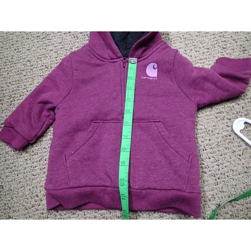 Carhartt Zip‎ Hoodie Kids 9 Months Purple Excellent Sherpa Lined Logo Sweatshirt
